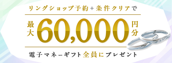 式場探しと条件クリアで絶対もらえる!最大60000円分電子マネーギフトプレゼント!