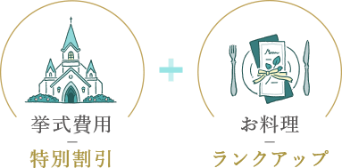 挙式費用特別割引＋お料理ランクアップ