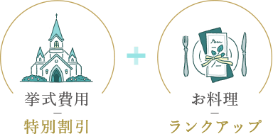 挙式費用特別割引＋お料理ランクアップ
