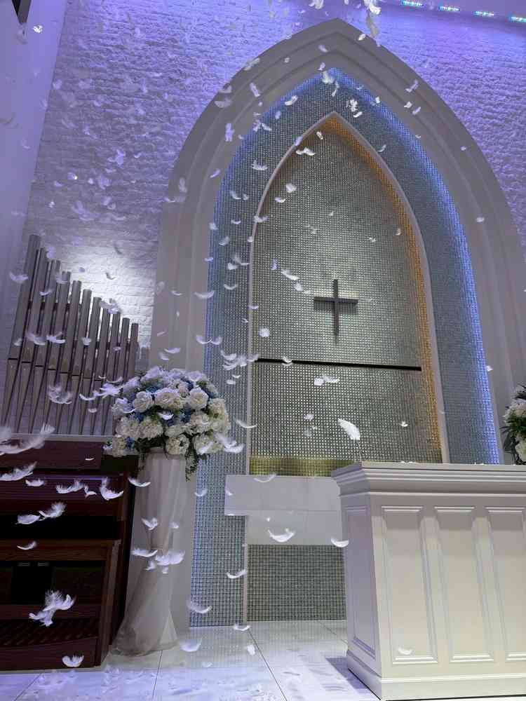 実際に羽を降らせていただきましたが、想像以上の量と、良質な羽で思っていたよりもとても豪華！