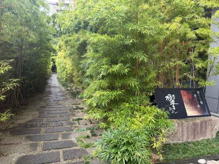 建物横に竹林の小道。長く続いておりどこで写真を撮っても素敵でした。和装で撮るととてもマッチしそうです