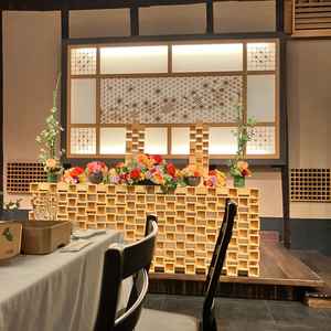 高砂周辺。升が集まってできている、花の雰囲気によって雰囲気が変わりそうで素敵