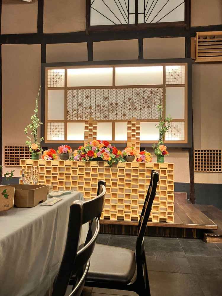 高砂周辺。升が集まってできている、花の雰囲気によって雰囲気が変わりそうで素敵