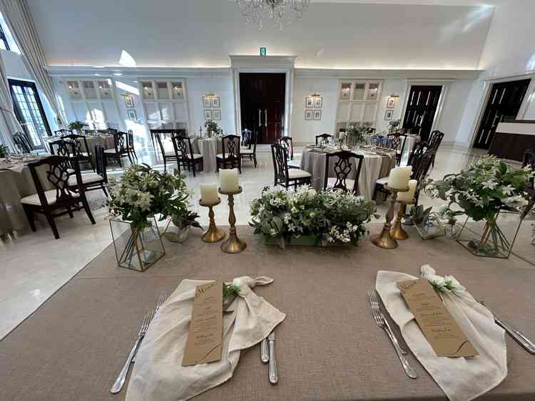 披露宴会場での新郎新婦席の視界