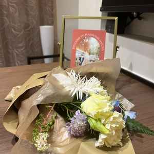 来館後にもらえた花束