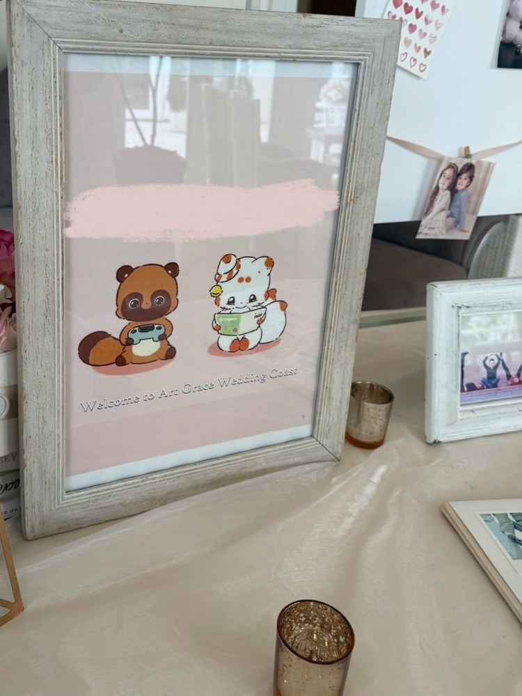 好きなキャラクターをさらっと話しただけだったのですが、ウェルカムスペースに飾ってくださいました