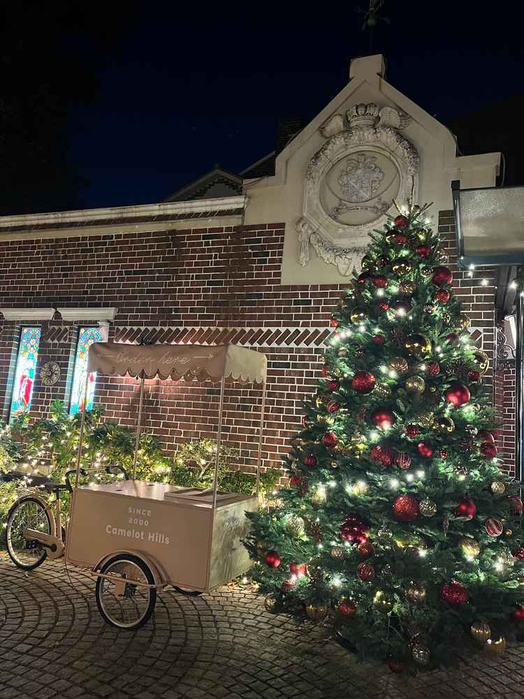 夕方からはイルミネーションが綺麗なガーデン。一面のイルミネーションで非現実的な雰囲気を味わえる。