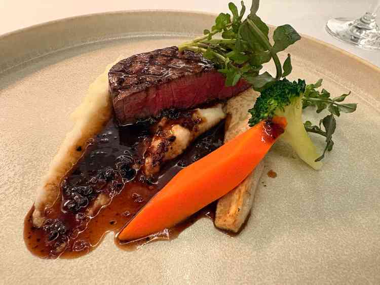 メインの料理。お肉が柔らかく、食べやすい味付けになっていた。前菜やドリンクも年齢問わず好みそう。