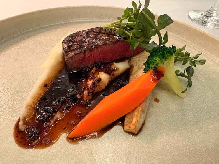 メインの料理。お肉が柔らかく、食べやすい味付けになっていた。前菜やドリンクも年齢問わず好みそう。