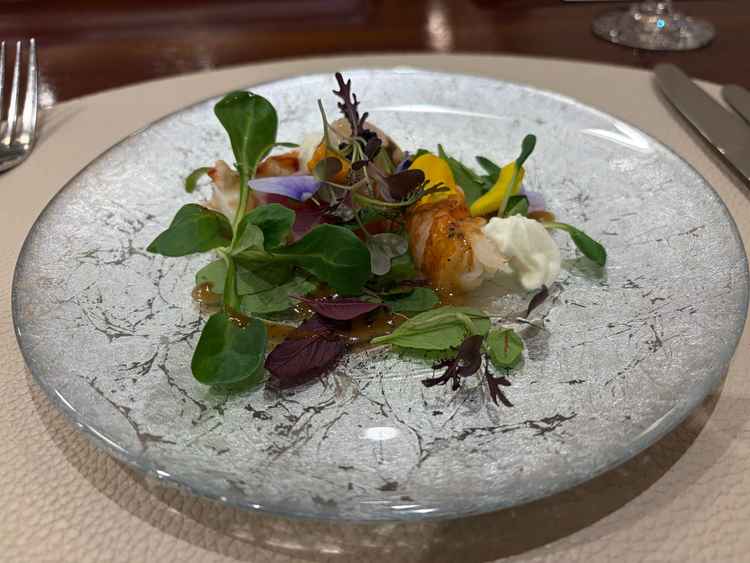 試食の前菜。伊勢海老やマグロなど美味しかった。