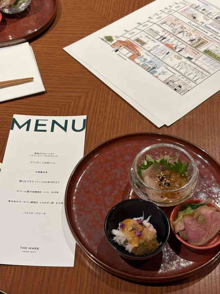 試食でいただいた前菜。全てとても美味しく、当日のご飯も期待できる。