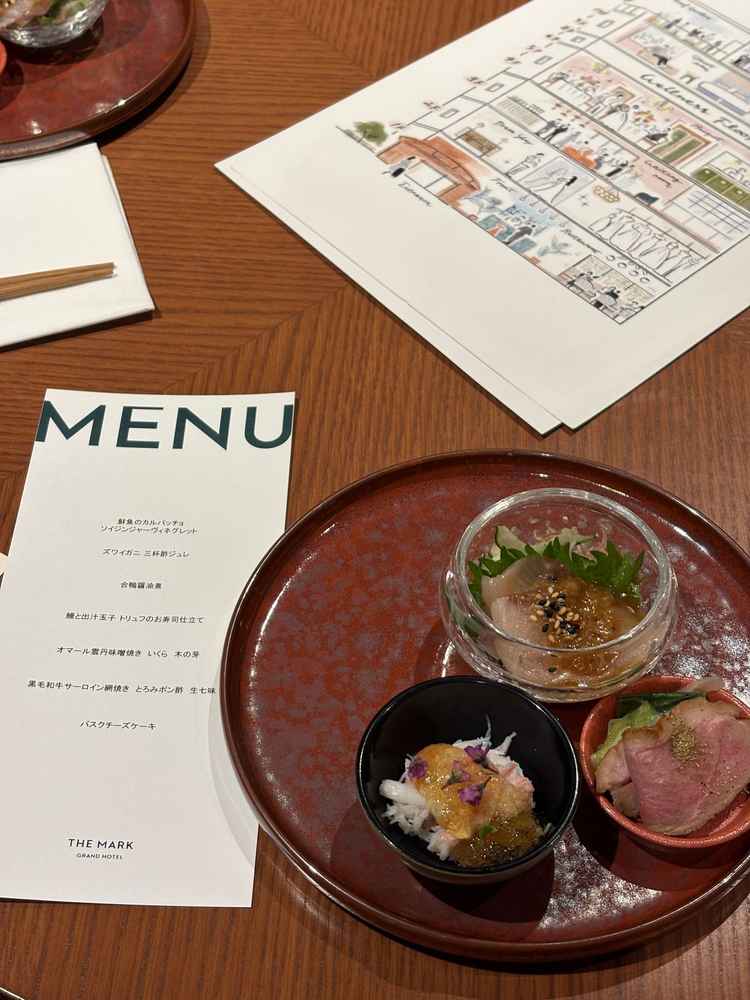 試食でいただいた前菜。全てとても美味しく、当日のご飯も期待できる。