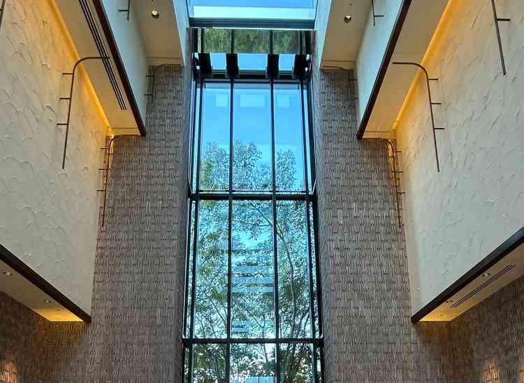 開放的な窓から常緑樹が見えます！