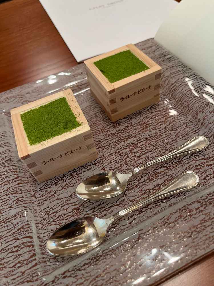デザートとして、実際に提供される升を使った抹茶デザートがとても美味しかった
