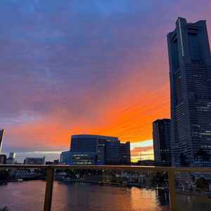 夕日に合わせて