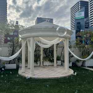 見学時、ガーデンでシャボン玉を飛ばしてくれました！晴れた場合はガーデンも楽しめますし、雨なら中で過ご