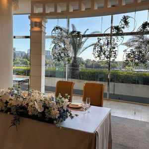 アクアベルは披露宴会場の中にプールがあり水が流れる音がしながら外の景色が綺麗だった