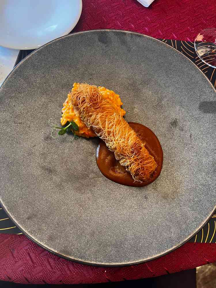 試食でいただいたエビのお料理。とても美味しく贅沢感がある。