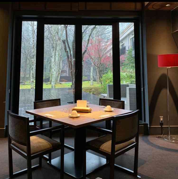 窓からの景色もきれいでした。ゆったりと過ごせそうで非常によかったです！紅葉もまだ見えて、季節によって