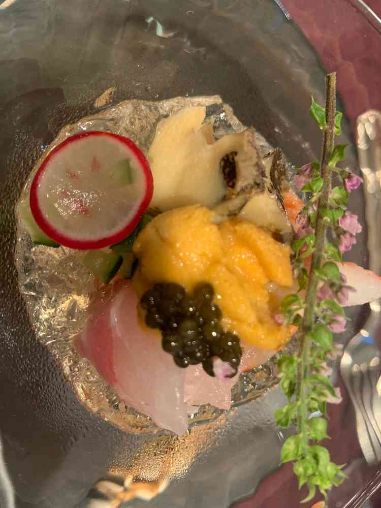 試食会。おしゃれな見た目。海鮮と和風ジュレが美味しい。