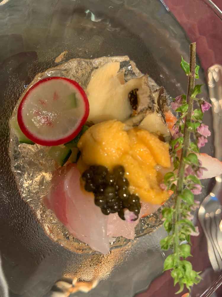 試食会。おしゃれな見た目。海鮮と和風ジュレが美味しい。