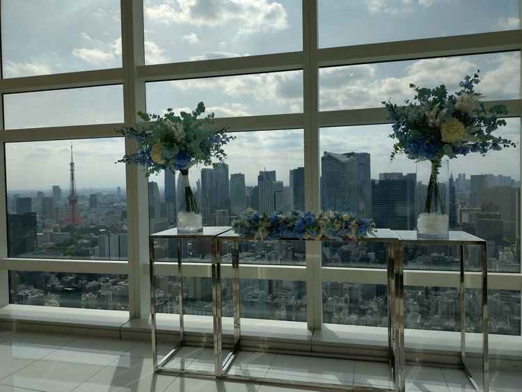 チャペルからの景色。東京タワー・スカイツリー共に眺めることができた。