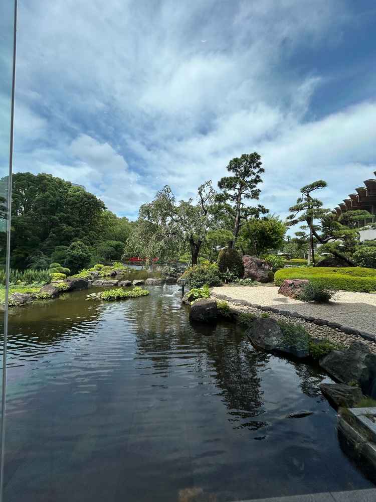披露宴会場からの景色。高層ビルが一切見えず都心ではない雰囲気。