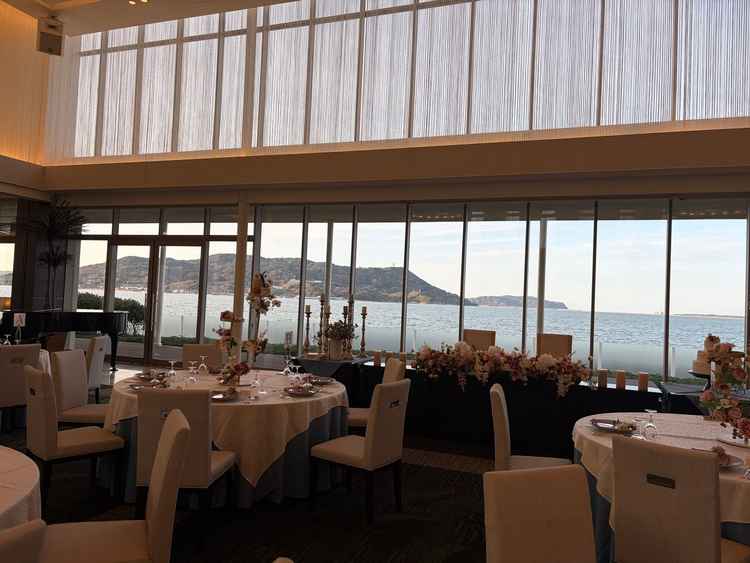 披露宴会場のThe Villa 2nd　海が一望でき、とても良かった。