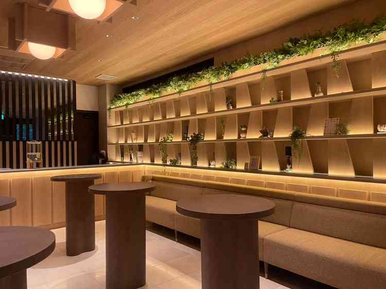 ゲストの待合室は木の温もりと間接照明が心地よく、落ち着いた雰囲気と感じました。