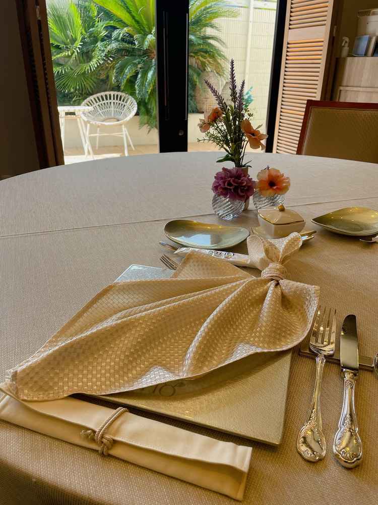 試食会のテーブルコーデ、本番と同じようにセッティングいただきイメージが湧きました。