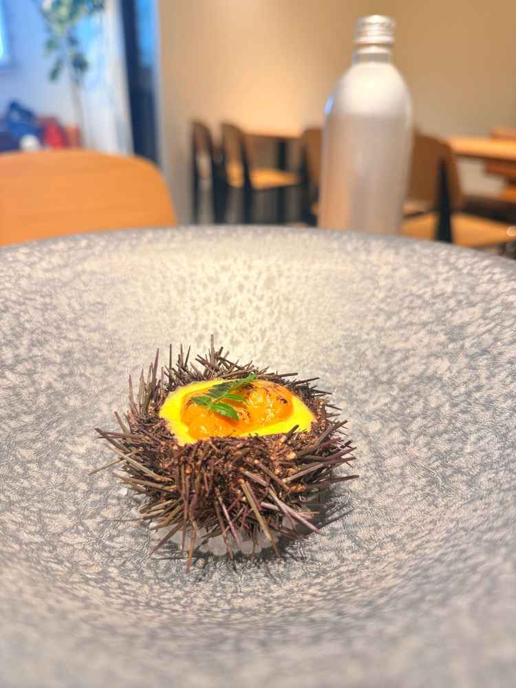 試食会の玄コースの前菜はウニのグラタンです。とてもおいしく印象に残りました。