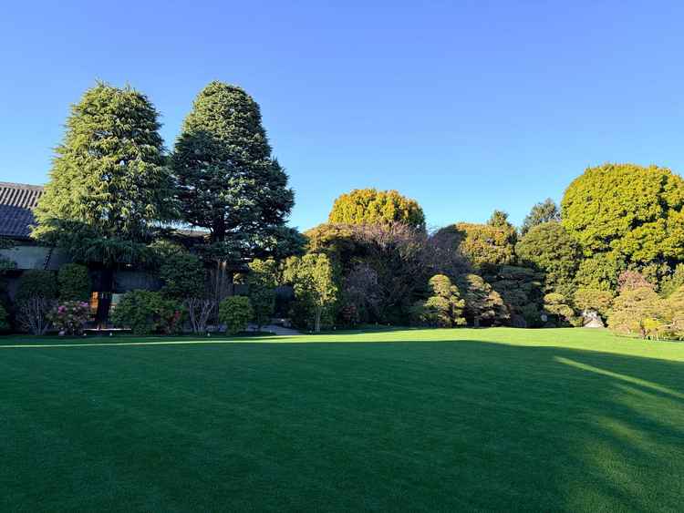 明治記念館の庭園。こちらで写真撮影などもできるそう