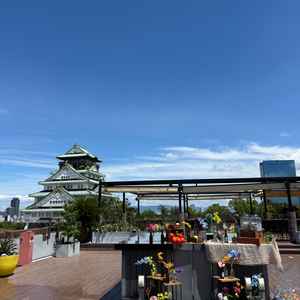 屋外のウェルカムパーティースペース。