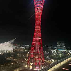 披露宴会場からの景色　バルコニーに出るとポートタワーが見えました