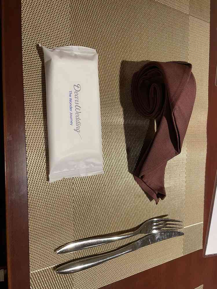 試食前。ナプキンの巻き方も提案できるとのこと。またテーブルクロスなども同様にアレンジ可能。