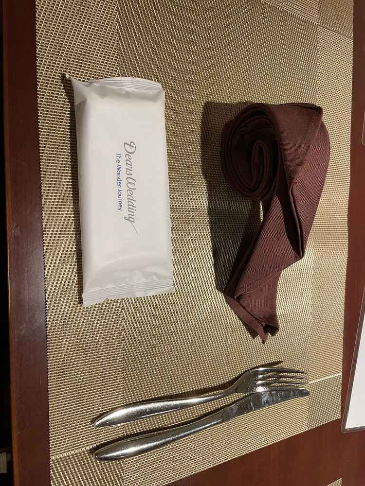 試食前。ナプキンの巻き方も提案できるとのこと。またテーブルクロスなども同様にアレンジ可能。