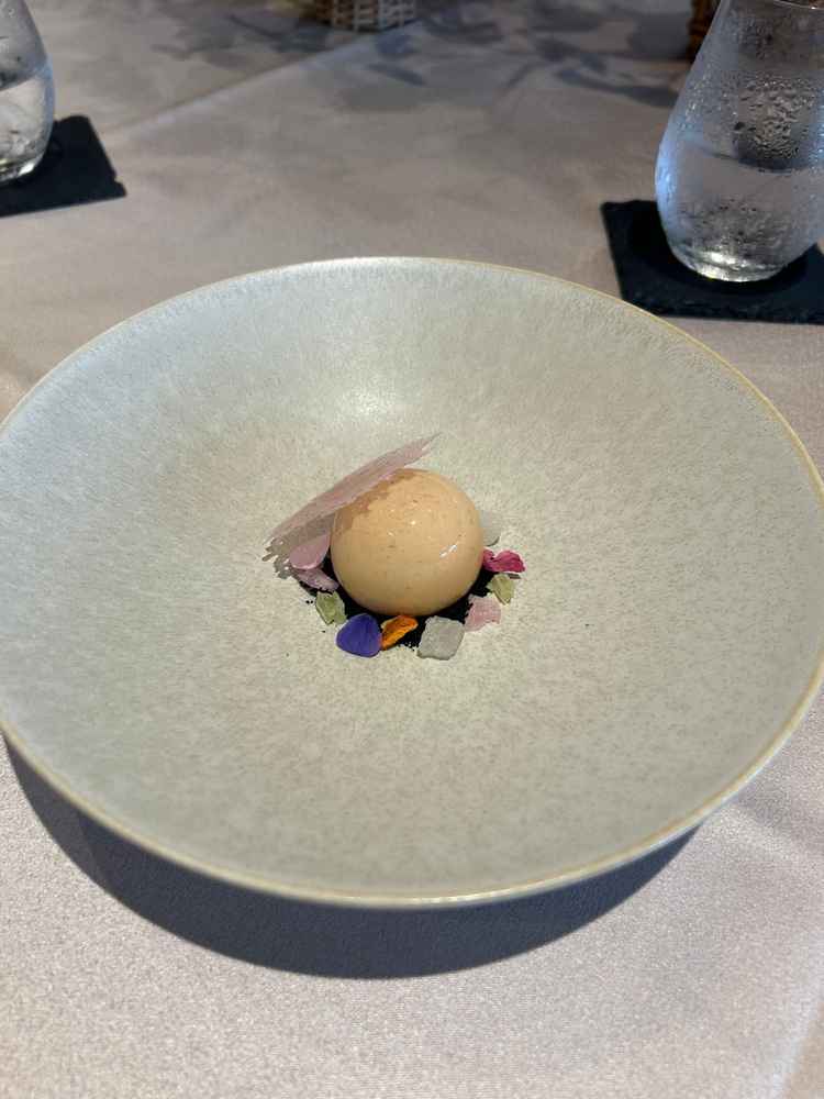 このデザートが1番美味しかったです。柔らかいものやパリッとしたものまで様々な食感で楽しめました。
