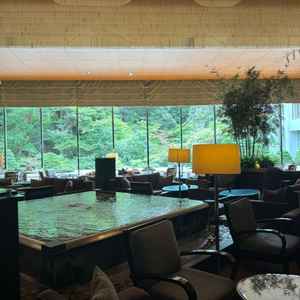 落ちついており、緑が綺麗なロビー。