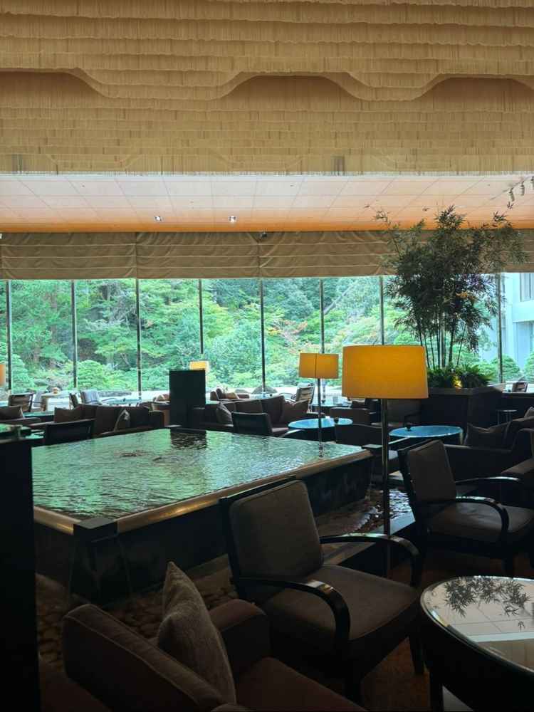 落ちついており、緑が綺麗なロビー。