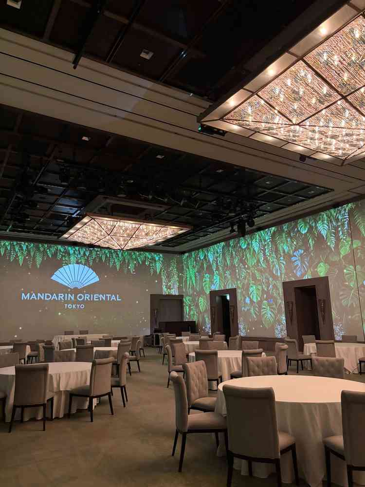 ボールルームでの各面を贅沢に使ったプロジェクションマッピング