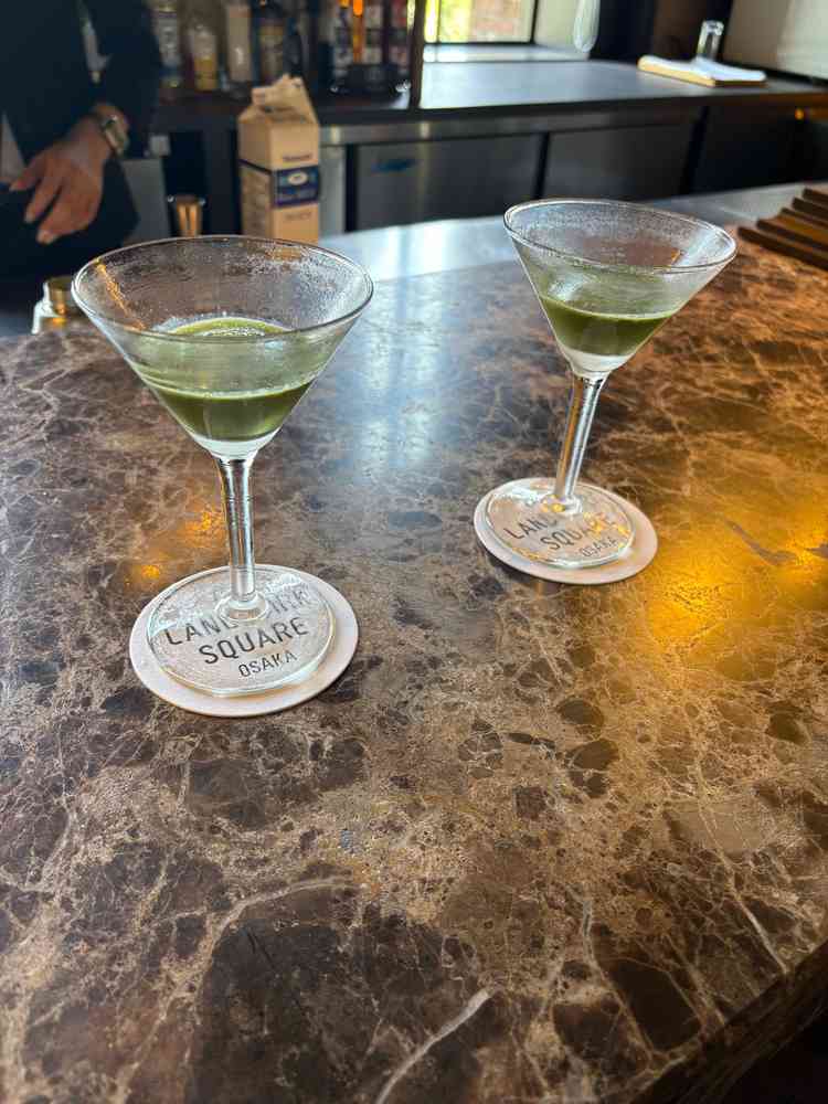 ウェルカムドリンクとして提供される抹茶のドリンク。とても美味しかったです。