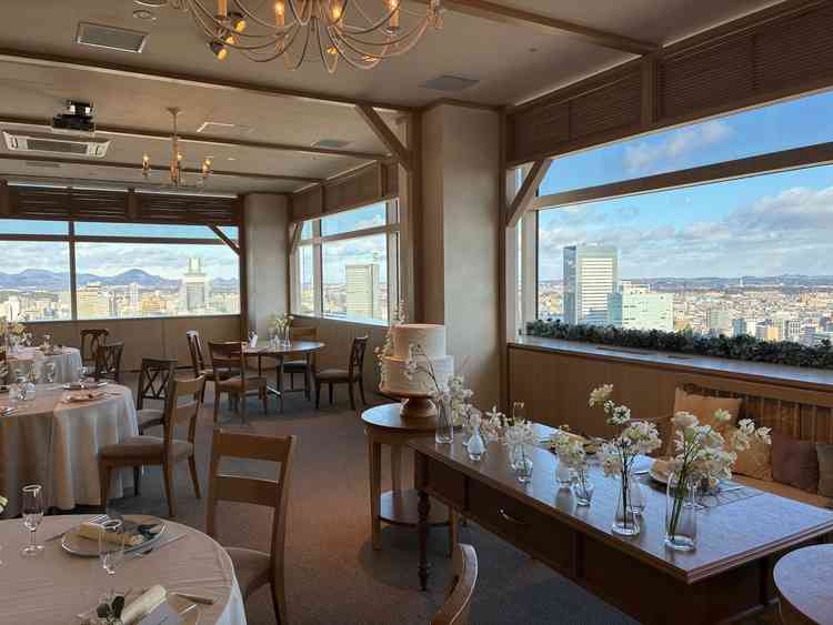 披露宴会場。ライブキッチンも併設されている。