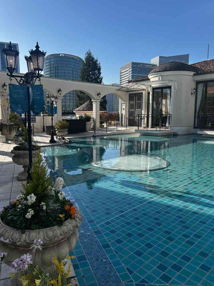 チャペルの前に大きなプールがありました