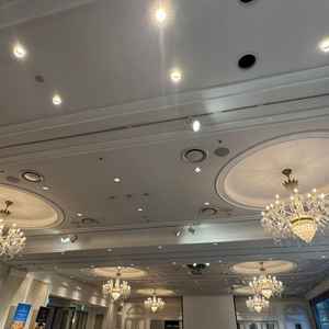 鳳凰の間の照明です。シャンデリアがとても印象深かったです。、