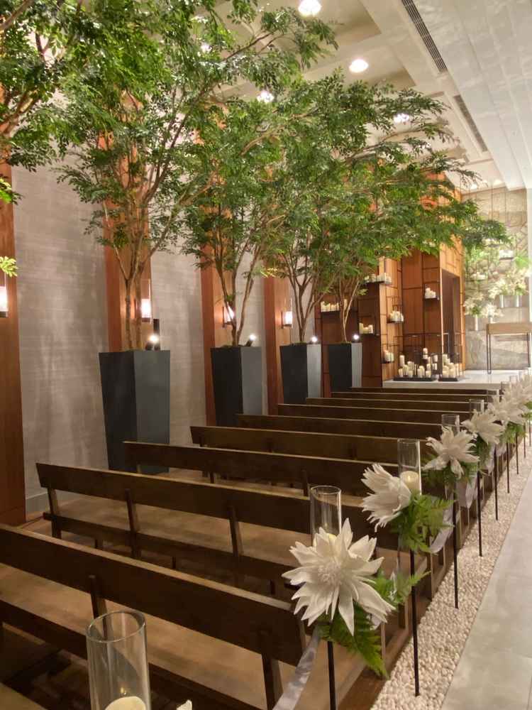 本物の木にフェイクの葉をつけているそうで、全て本物に見えるほど綺麗でした。