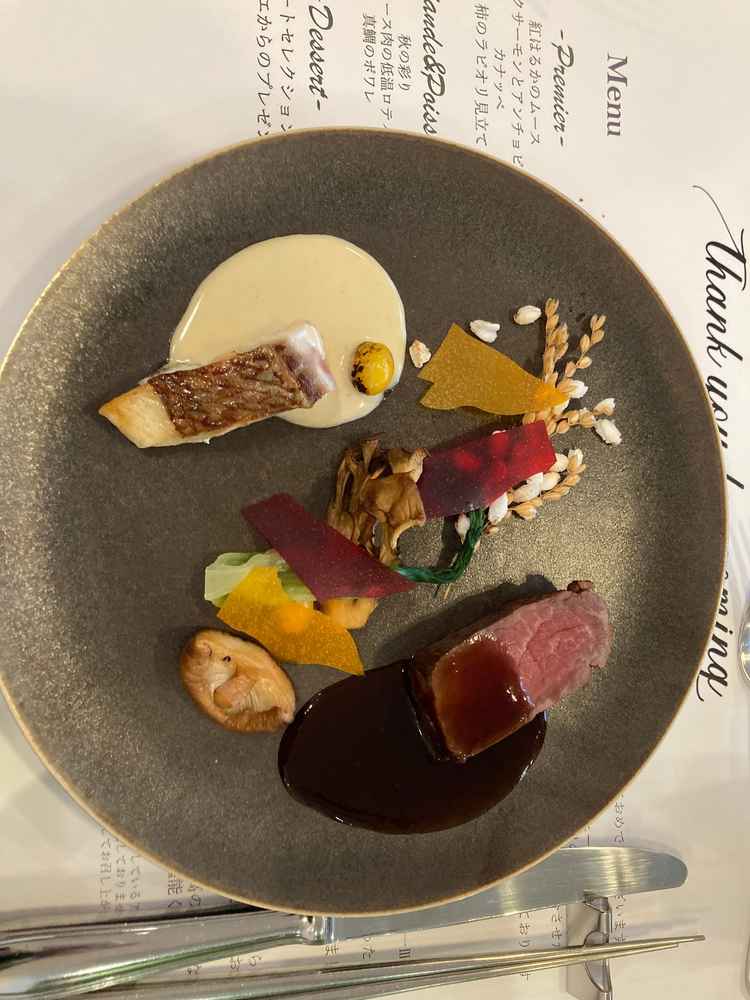 お肉はとても柔らかかった。赤ワインと白ワインのソースが特徴的だった。