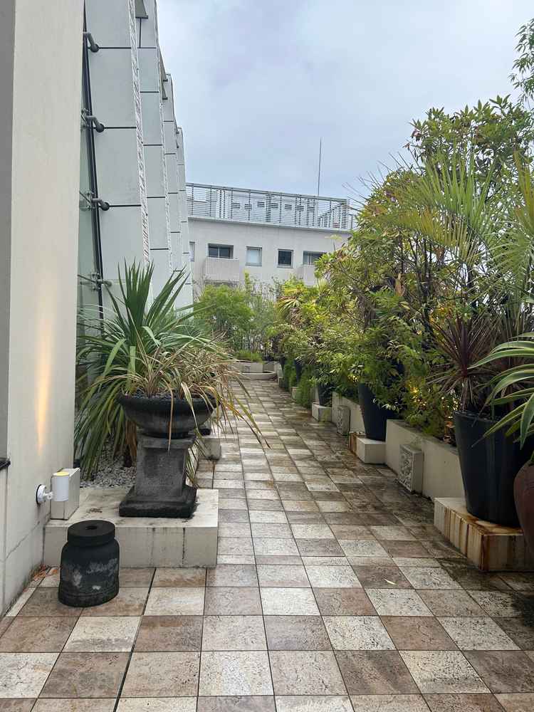 リニューアル前のテラス。チャペルを出てすぐのところにあるので、みんなで写真を撮ったりできるそうです。