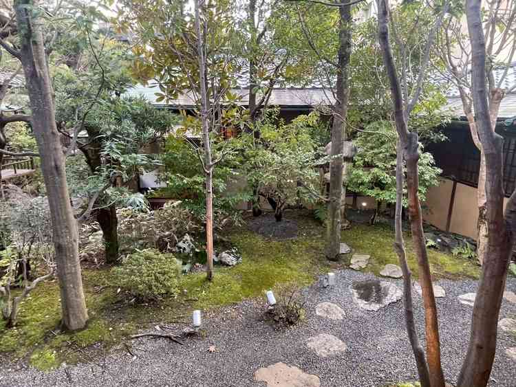 控え室と繋がっている庭です。ここでいい雰囲気で過ごせそうです。