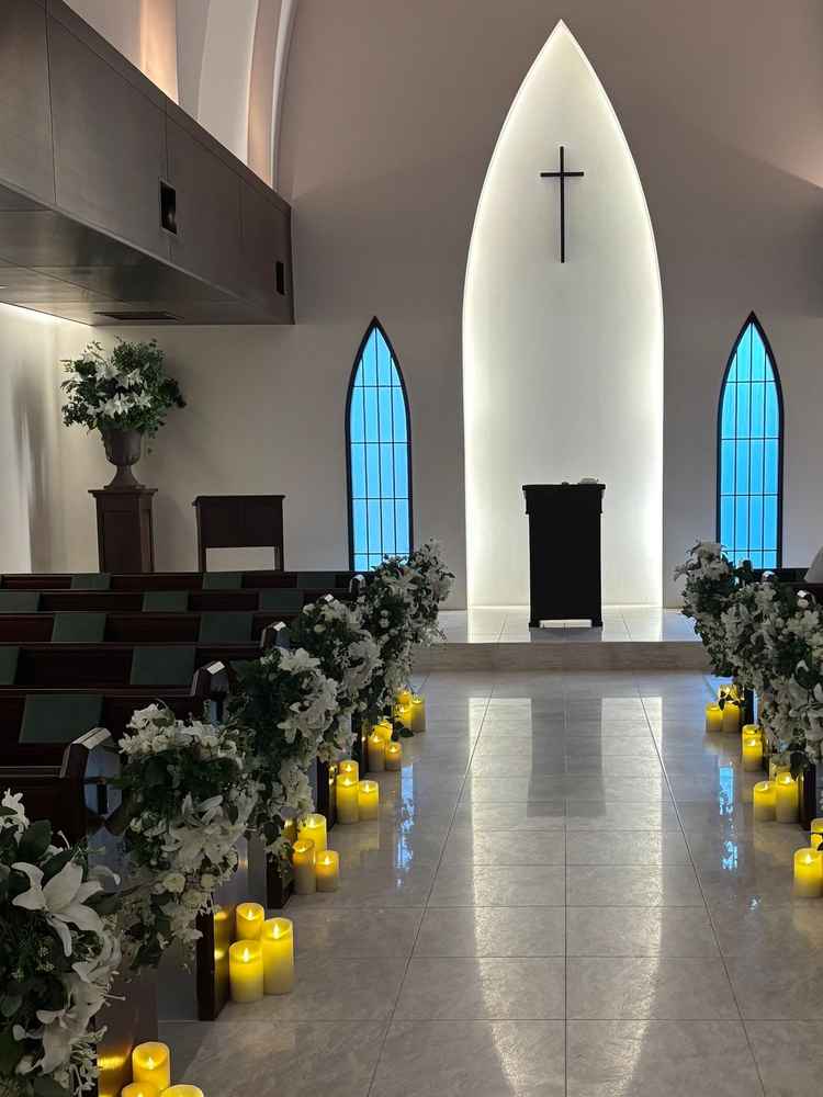 チャペル内の写真。思った以上にシンプルで清潔感がありました。