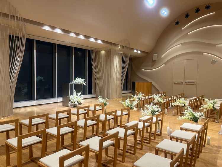 theチャペルという感じではなく、シンプルでした。シンプルゆえ、白ドレスは映えると思います。